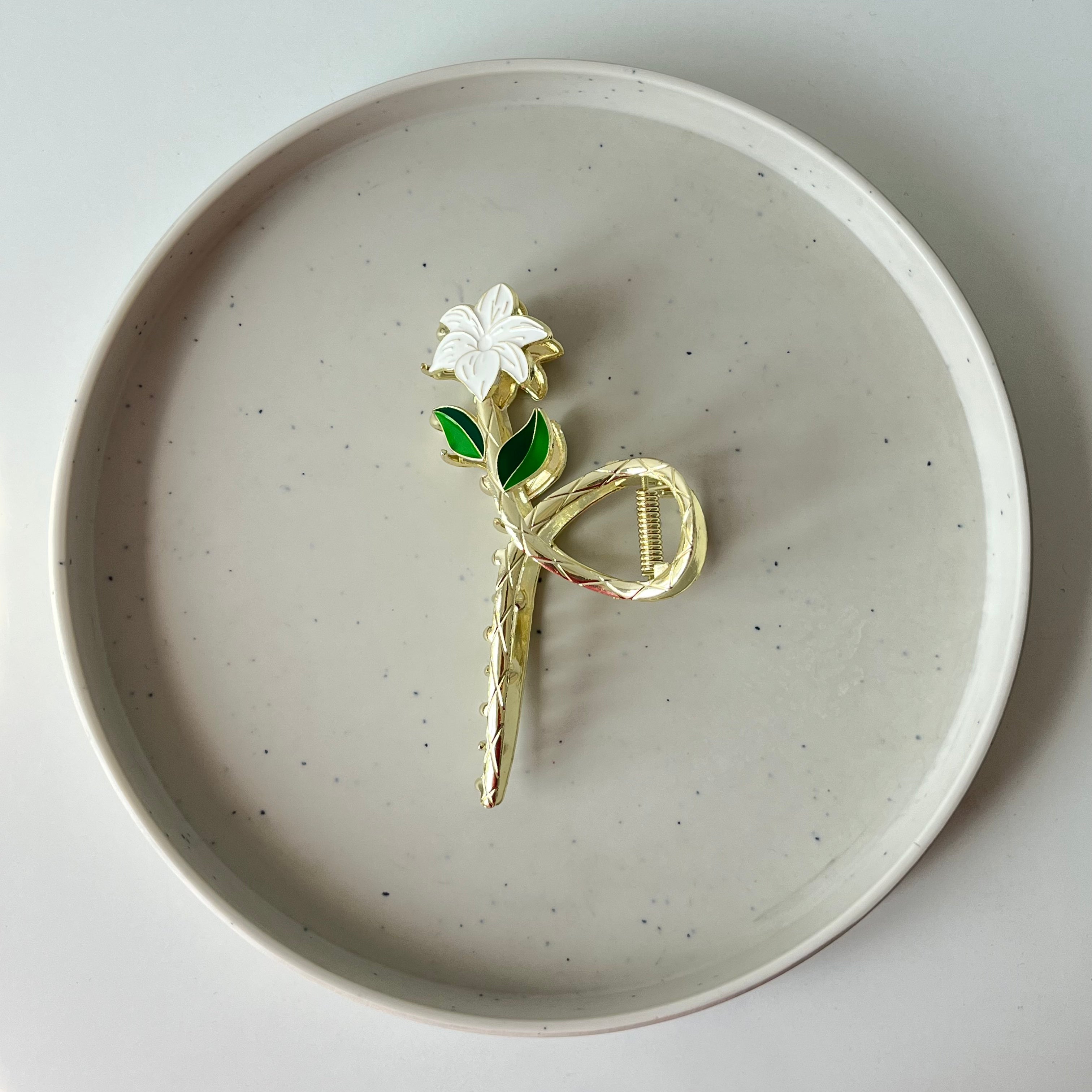 Lily Bloom – Large Hair Claw – White Gold